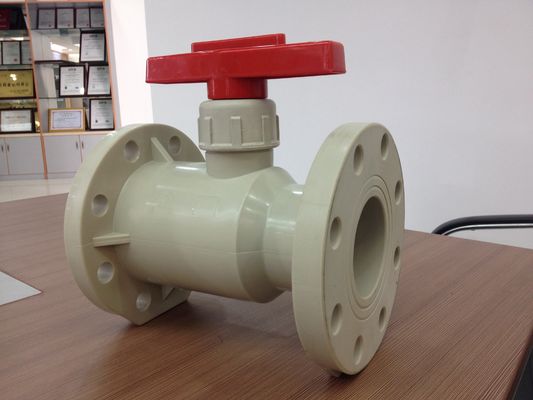 PN10 valvola a sfera di plastica della flangia della barra PP-GF, 1/2„ a 12" BACCANO, ANSI, JIS, operazione dell'ingranaggio a vite