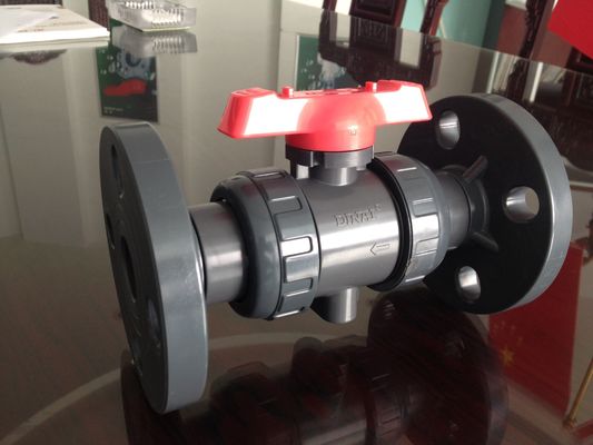 PN10 valvola a sfera di plastica della flangia della barra PP-H, 1/2„ a 12" BACCANO, ANSI, JIS, operazione dell'ingranaggio a vite