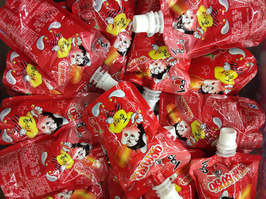 L'imballaggio su misura della gelatina sta sul sacchetto del becco in laminato plastico